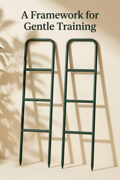 Climbing Houseplant Support Kit with Four Fiber-Wrapped Pole Sections, Two Ladder Trellises, Ten Plant Clips & Green Tie Roll for Gentle Vine Training